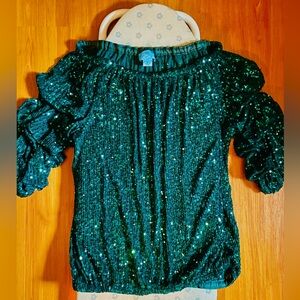 CeCe Emerald Sequin Top